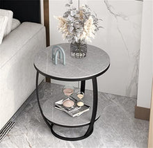 POLGDW Rock Slab Tea Table Small Coffee Table Sofa Round Corner Table Balcony Small Round Table Small Household Side Table(Svart)