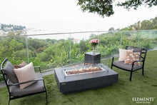 Elementi Hampton Gas Fire Pit Bundle Concrete Fire Table, Outdoor Fire Pit Electronic Ignition | Canvas Cover, Lava Rock Included | Free AMS Wind Guardt | Dark Gray (Propane Gas)