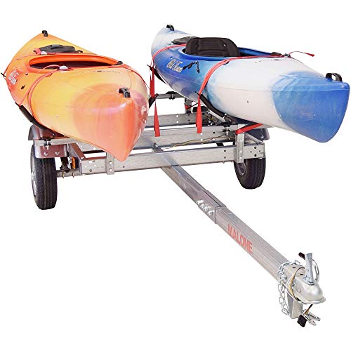 Malone EcoLight 2-Boat V-Rack Kayak Trailer Package Silver