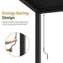 Kiss the Water 12'x16' Adjustable Louvered Pergola with Curtains & Netting, Heavy-Duty Metal Outdoor Gazebo with Adjustable Roof and Gutter System, Hardtop Patio Pergola for Garden, Yard, Dark Gray