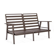 LeisureMod Walbrooke Modern 3-Piece Outdoor Set with Brown Aluminum Frame and Cushions Navy Blue