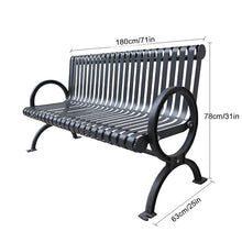 JCSRYD Garden Benches for Outdoors, Black Park Bench Cast Iron Patio Garden Bench, Sturdy Steel Frame Furniture Chair with Armrests for Porch, Yard, Lawn, Balcony, 1300lbs(71in)