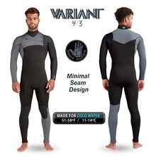 Body Glove Men's Variant 4/3MM Long Sleeve Chest-Zip Full Wetsuit Grey/Black