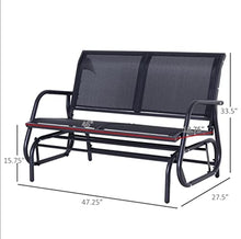 HIHELO Outdoor Rocker Garden Bench Loveseat Sofa Bench Perfect for Garden Patio Front Porch Back Yard - Dark Grey/Beige (Color : Brass)