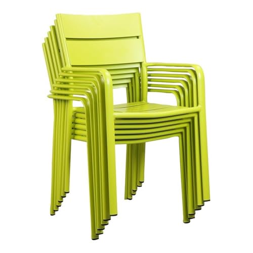 Pemberly Row 34" Aluminum Patio Dining Chair Set of 6 Green