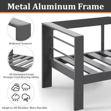FansaFurn Outdoor Patio Furniture Loveseat Sofa, All-Weather Metal Aluminum Patio Couch with 5" Thick and Soft Cushion and Wide Arm, Outdoor Couch for Balcony, Porch, Backyard