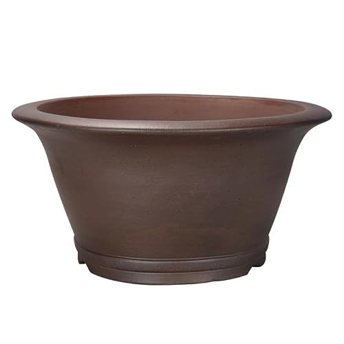 ULTRAWAVE Flower Pots Purple Clay Antique Handmade Round Dipper Deep Pot Purple Clay Pot Breathable Gardening Decorative Planter(Large)