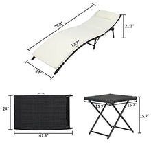 GGGUOJINN 3-Piece Outdoor Terrace Furniture Set 2 Folding Bed 1 Folding Coffee Table Black PE Cane Iron e 4 Lines