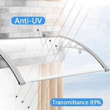 UV Rain Snow Protection Patio Awning Black Polycarbonate Window Canopy 100x200cm Aluminum Bracket Front Door Sun Shade Cover Exterior Shutter