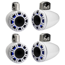 KICKER 2 Pair KMTCXL65 6.5" 300W Multicolor LED Marine Tower Speakers White