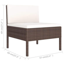 MNISDFL 10 Piece Patio Lounge Set with Cushions PE Rattan Brown