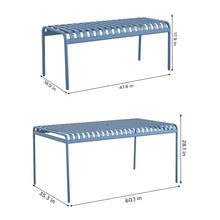Novogratz Poolside Gossip, Ola All-Steel Table and Bench Set, French Blue