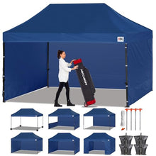 ABCCANOPY Heavy Duty Easy Pop up Canopy Tent with Sidewalls 10x15, Navy Blue