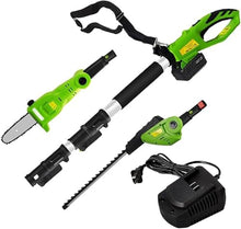 Qiokoith Cordless Hedge Trimmer 20V Rechargeable Electric Shrub Trimmer with Battery and Charger, Lightweight Telescopic Design, 3-Speed ​​Adjustable Chain
