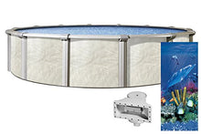 Wilbar 24-Foot Round Fallston Above-Ground Swimming Pool | 52-Inch Height | Antilles Dolphin Overlap Liner and Widemouth Skimmer Bundle | Resin Protected Steel-Sided Walls