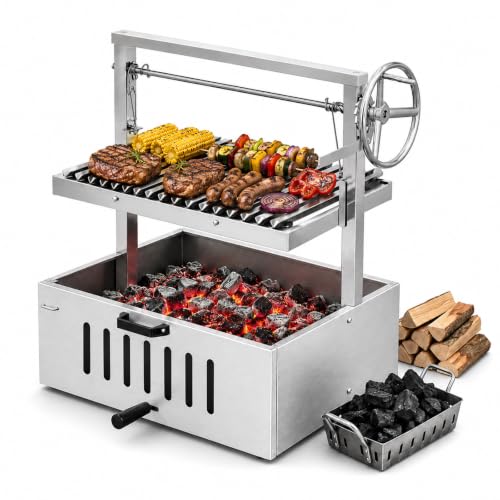 Santa Maria Charcoal Grill, Adjustable V-Grate, Stainless Steel