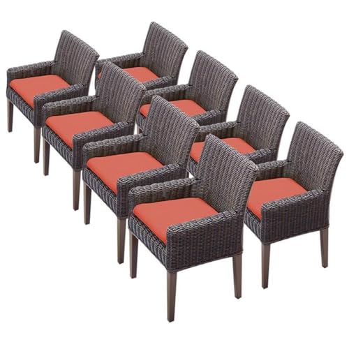 Afuera Living Contemporary Patio Dining Arm Chair Set of 8 Extra Orange Covers