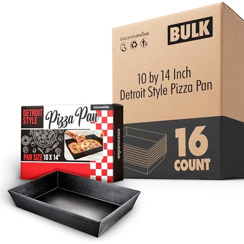 Stock Your Home 10x14 Nonstick Detroit Style Pizza Pan (16 Count) – Deep Dish Aluminum Pan for Focaccia, Sicilian Bread, Brownies, and Chicago-Style Pizza