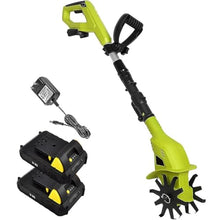 Electric Small Rotavator, Garden Tiller, Lithium-Ion Battery Pack 20-Volt 9.84-Inch Cordless Electric Garden Tiller Cultivator, Portable Soil Tiller Rotavator for Garden, Vegetable,2batteries