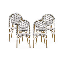 Christopher Knight Home Philomena Outdoor French Bistro Chair (Set of 4), Black + White + Bamboo Print Finish