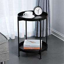 2-Layer Coffee Table Nordic Iron Round Coffee Side Table Non-Slip Foot pad Removable Tray Outdoor Small Table (Color : Argento) (D)
