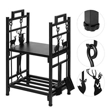 TOMYEUS Wood Storage Log Rack Large Capacity Double Layer Firewood Storage Rack Shelf Organizer Fireplace Wood Stand Firewood Organizer Indoor Outdoor Firewood Holder