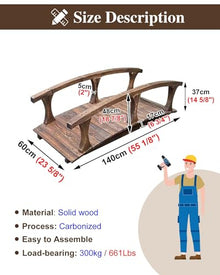 ZIMGOD 4.5ft 6ft Long Pond Bridges for Outdoor, Rustic Garden Bridges Pond Decor, Heavy Duty Footbridge for Yard Lawn Patio, Garden Walking Bridge Pathway(140cm (4.6ft))