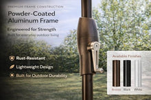 Treasure Garden 7.5ft Patio Umbrella – Outdoor Market Umbrella – Push Button Tilt – Bronze Aluminum Frame (Sunbrella, Natural)