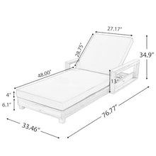 Merax Acacia Wood Chaise Lounge with 1 Double-Fold Cushion Chaise, Cream