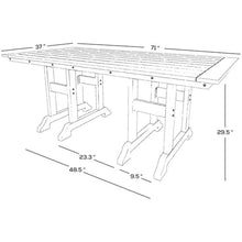 Costaelm Rectangle Outdoor Dining Tables, 71'' Patio Table with Umbrella Hole for 6 Person, Balcony Outdoor Buffet Table, Porch Tables for Outside Lawn Porch Bistro Furniture, Dark Green
