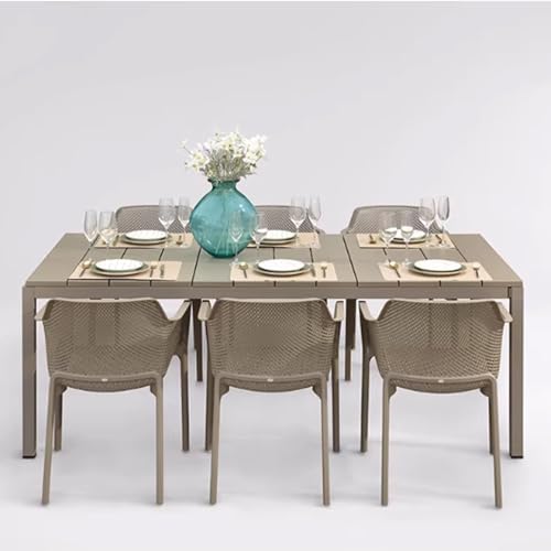 JOSOGO 7 Piece Patio Dining Set for 6, Outdoor Table & Chairs with Umbrella Hole, All-Weather Furniture Conversation for Lawn Pool Backyard(E)