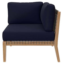 Modway Clearwater Outdoor Patio Teak Wood 6-Piece Sectional Sofa in Gray Navy