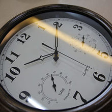 Wall Clock, Large Outdoor Clock, Outdoor Indoor Garden Wall Clock Thermometer 18 Inch, Silent Battery Operated Quartz Movement Decor Clock for Outside Or Indoor, Pool, Fence, Patio