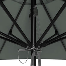 OROTLECT 11 Foot Black Aluminum Patio Umbrella With Fiberglass Ribs And Pulley Lift In