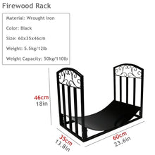 EliteBloom Indoor Firewood Log Rack with Scrolls, Heavy Duty Wrought Iron Firewood Holder, Powder-Coated Lumber Storage for Patio, Deck, and Fireplace