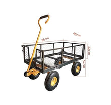Mesh Steel Garden Cart Utility Garden Dump Cart with 180° Rotating Handle and Removable Sides for Yard Farms(S)