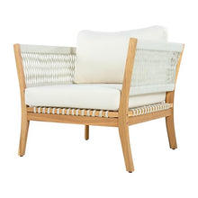 Christopher Knight Home Simmi Set of 2 Patio Acacia Wood Club Chair with Rope Woven Armrest & Backrest, Lounge Chair Outdoor with Weather-Resistant Cushions, Deep Seating Accent Chair, Natural+Beige