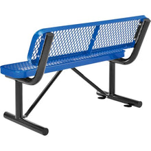 Global Industrial 4'L Heavy Duty Expanded Metal Mesh Bench with Backrest