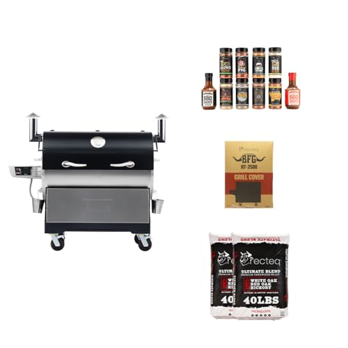 recteq RT-2500 BFG Pellet Smoker Grill, Wi-Fi-Enabled Outdoor Grills & Smokers, Electric Pellet Grill with 2500 Sq In Cook Space, RT-2500 BFG + Grilling Basics Bundle
