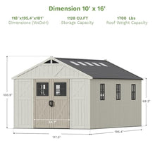 Patiowell 10x16 FT Resin Outdoor Storage Shed with Floor and Skylight