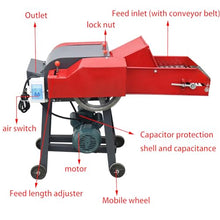Banfluxion 220V 4-Blade Hay Cutter with Conveyor Belt Red