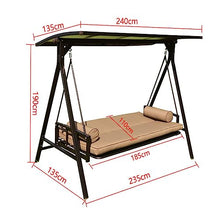 uhyOHF Outdoor Swing Bed Garden Porch Swing Garden Rocking Chair Hammock Canopy Swing Chair Suitable for Garden Poolside (Khaki