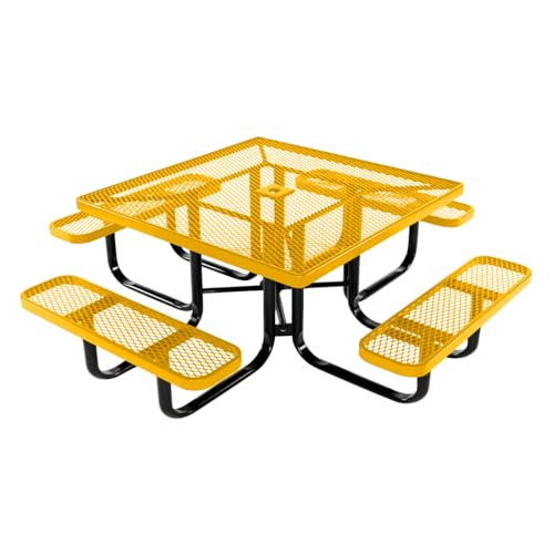 COATEDOUTDOORFURNITURE 46In Square Picnic Table, Expanded, Yellow, Kids