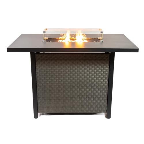 Deko Living Propane Bartable Height Firetable - 55 Inch Outdoor Gas Fire Pit Table - 40,000 BTU Rectangular Fire Table for Warmth and Ambience - Outdoor Fire Table for Patio Deck Garden Backyard