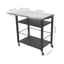 ELUKHT 4-Tier Stainless Steel BBQ Cart Rolling Grill Table for Camping & Office Portable Barbecue Trolley with Wheels Outdoor Cooking Station BBQ Accessories