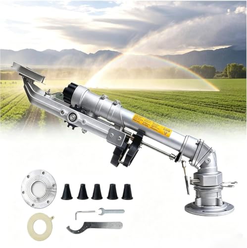 XUXIAO Agricultural Irrigation Sprinkler, 360° Rotating Rain Gun for Large Areas withoutstand