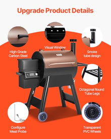 VEVOR Wood Pellet Grill Smoker, 8 in 1 BBQ Grills for Outdoor Cooking, 575 Square Inches Cook Area Electric Smokers, with WiFi-app Control, LCD Screen Controller, Meat Probe, 500°F Max Temperature