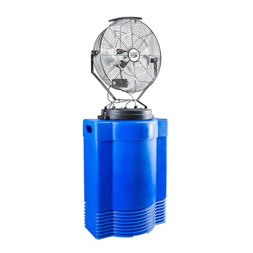 Maxx Air Heavy Duty Industrial 40 Gallon Portable Outdoor Misting Fan - Powerful Misting Outdoor Fan - 180 PSI Swamp Cooler for Cooling Large Areas (Blue)