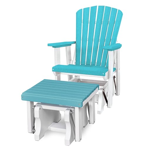 American Furniture Classics Chair and Gliding Glider Ottoman Combo Aruba Blue and White