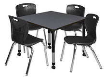 Regency Kee Adjustable Mobile Classroom Table Set with 18" Andy Chairs Grey/Black